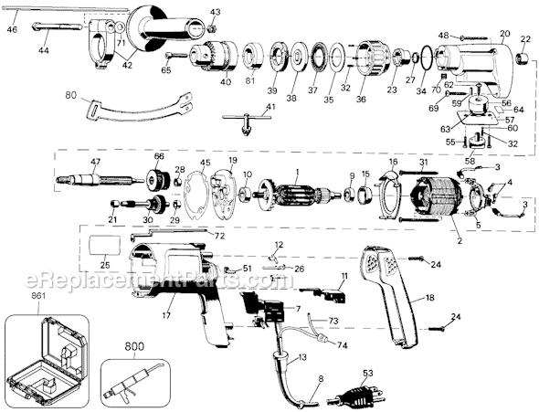 Page A Diagram and Parts List for 5072 Type 3W Black and Decker Hammer Drill